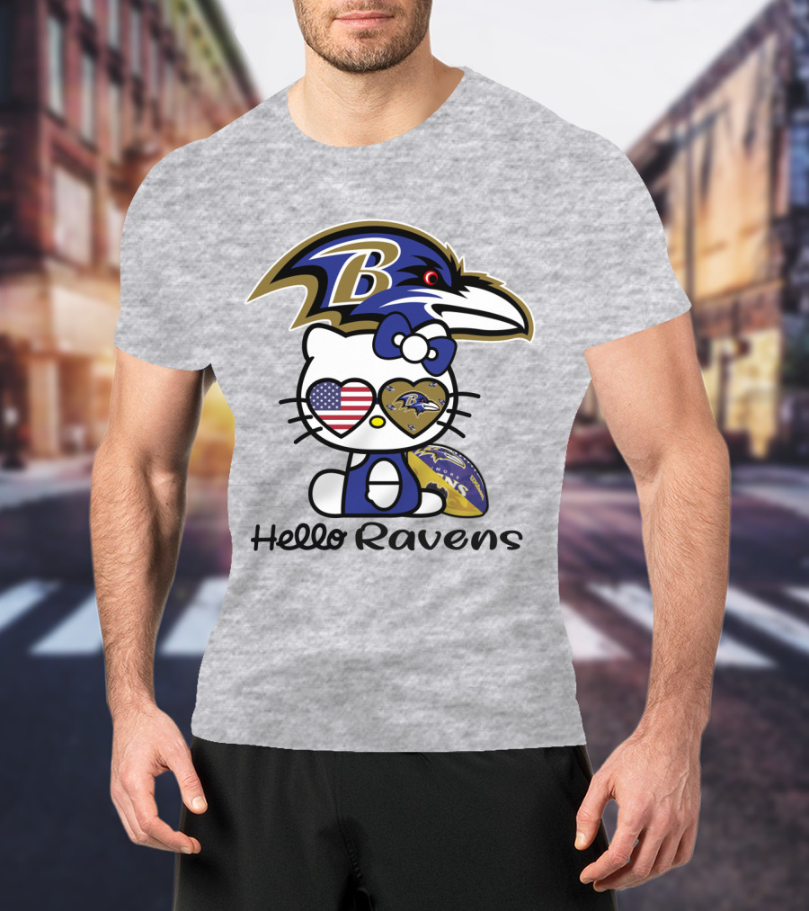 Hello Ravens Football Baltimore Ravens Hello Kitty T-Shirt