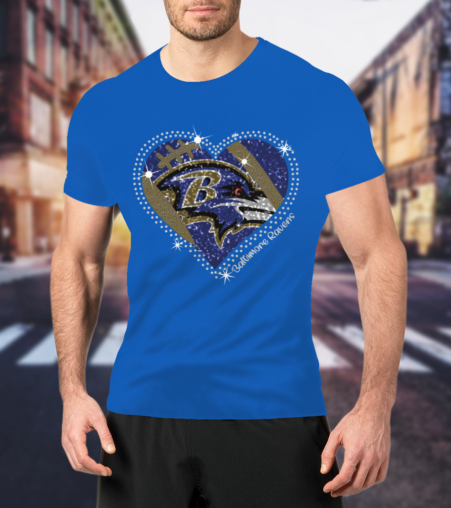 Baltimore Ravens Heart Football T-Shirt