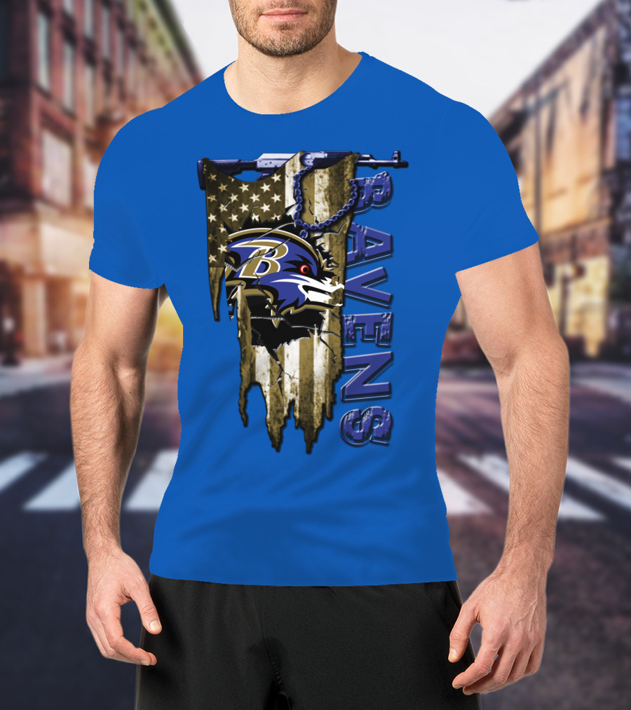 Baltimore Ravens American Flag Chain T-Shirt