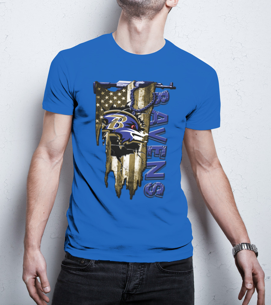 Baltimore Ravens American Flag Chain T-Shirt