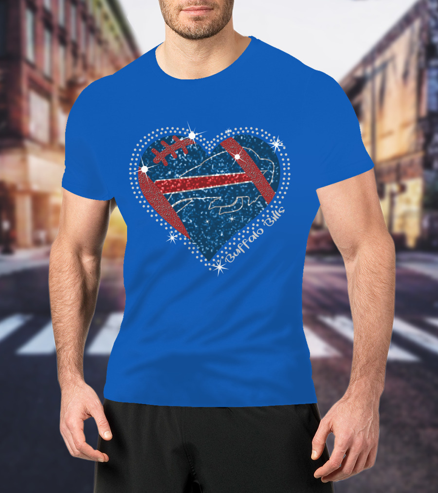 Buffalo Bills Heart Football Sparkle T-Shirt