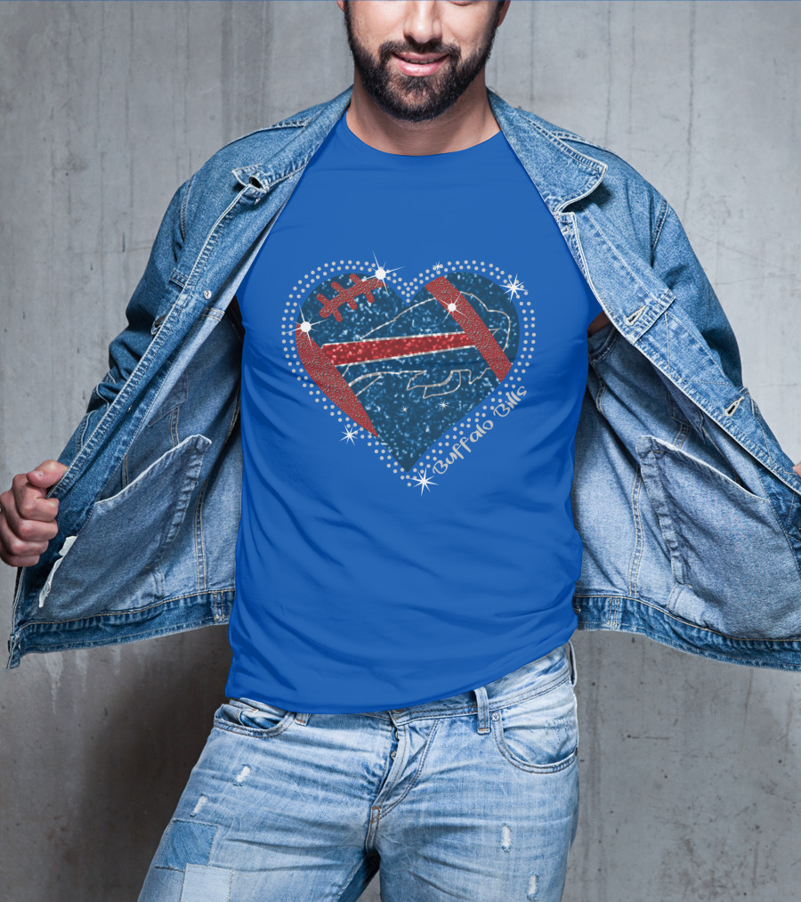 Buffalo Bills Heart Football Sparkle T-Shirt