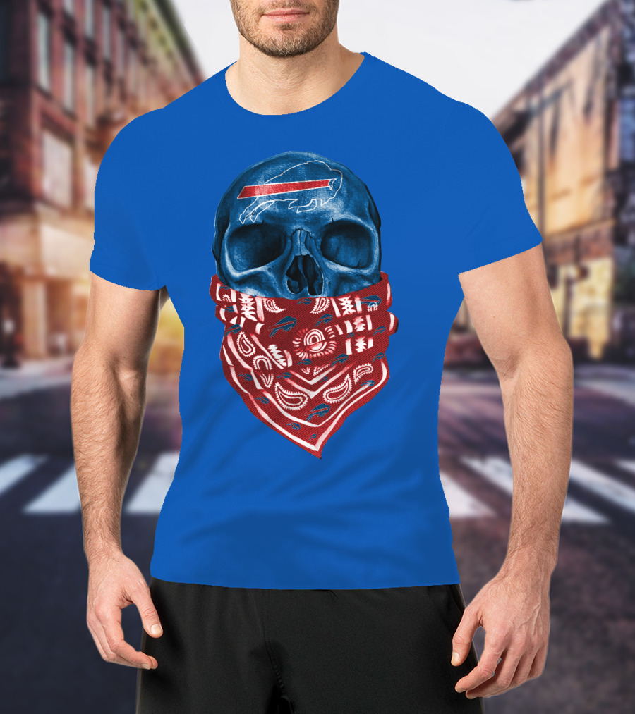 Buffalo Bills Skull With Bandana T-Shirt