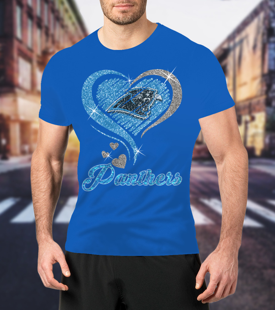 Panthers Heart Silver Blue T-Shirt