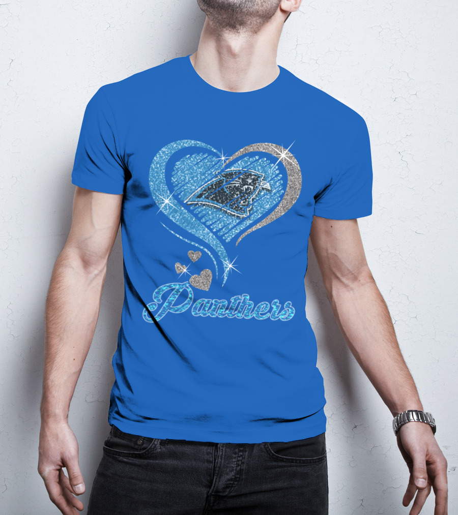 Panthers Heart Silver Blue T-Shirt