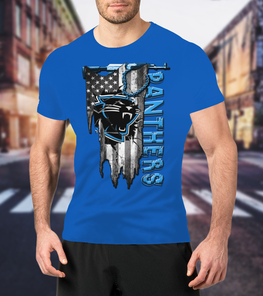 American Flag Carolina Panthers Logo Panthers T-Shirt