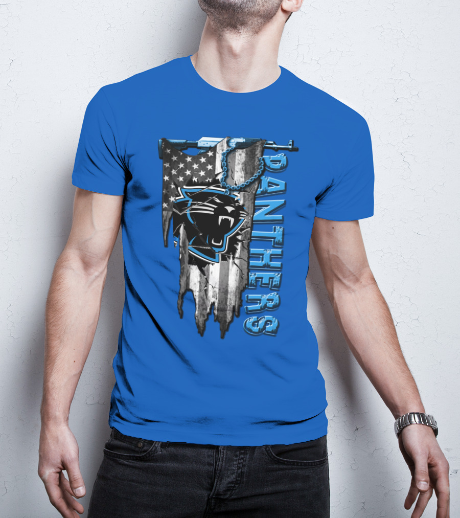 American Flag Carolina Panthers Logo Panthers T-Shirt