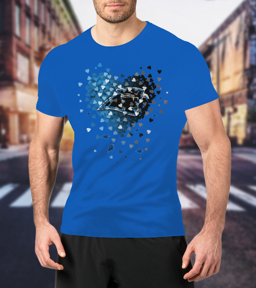 Carolina Panthers Heart-Shaped Blue And Black Logo T-Shirt