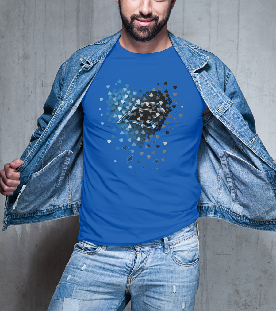 Carolina Panthers Heart-Shaped Blue And Black Logo T-Shirt