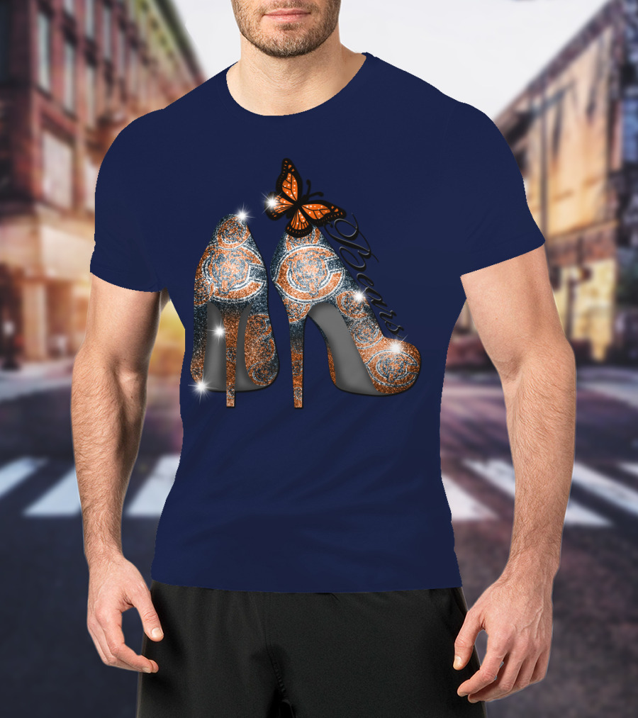 Chicago Bears High Heels Butterfly Sparkle Fashion T-Shirt
