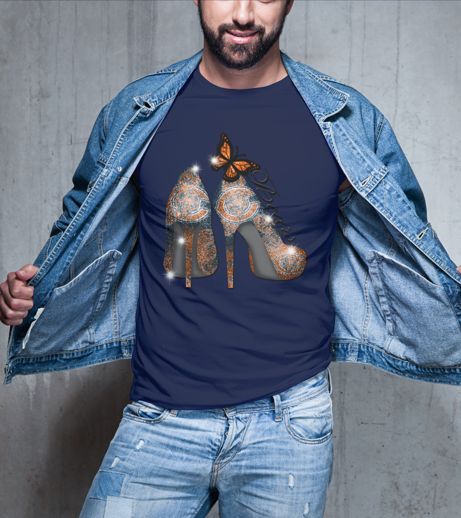 Chicago Bears High Heels Butterfly Sparkle Fashion T-Shirt