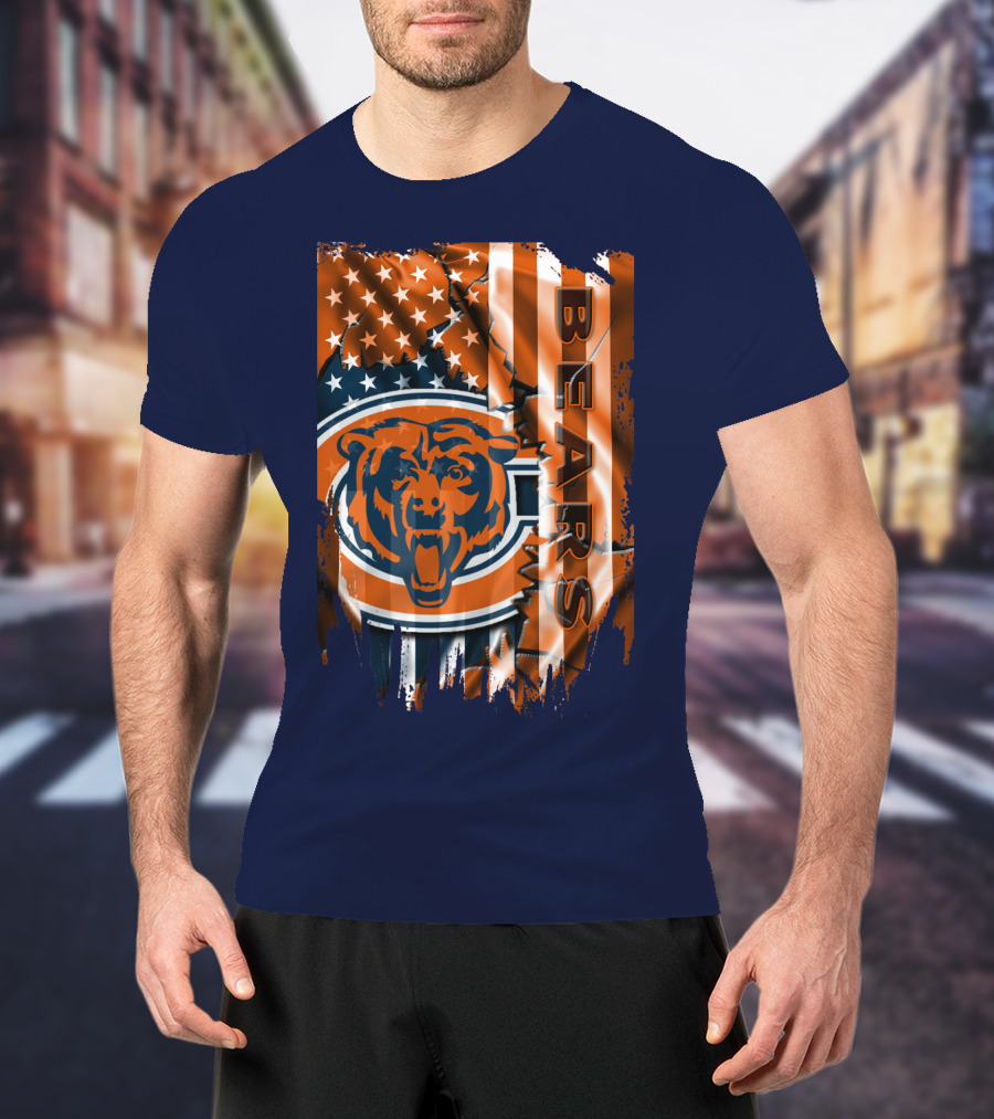 Chicago Bears American Flag Stars And Stripes T-Shirt