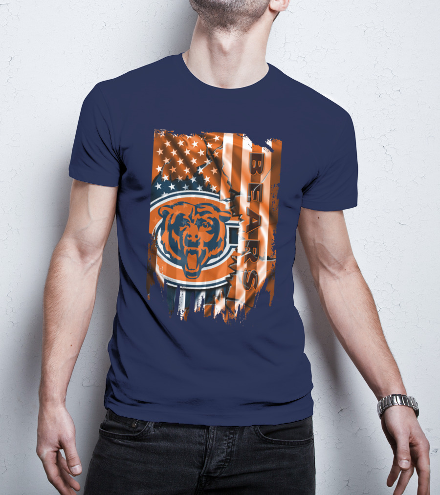 Chicago Bears American Flag Stars And Stripes T-Shirt