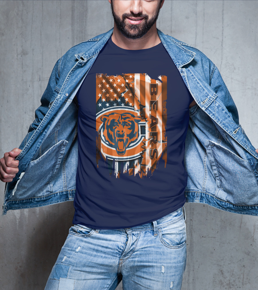 Chicago Bears American Flag Stars And Stripes T-Shirt