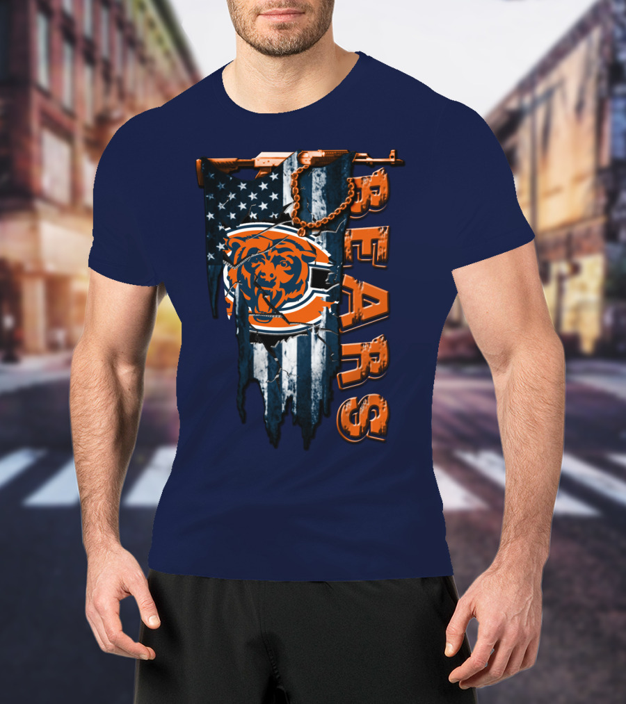 Chicago Bears American Flag Bear T-Shirt