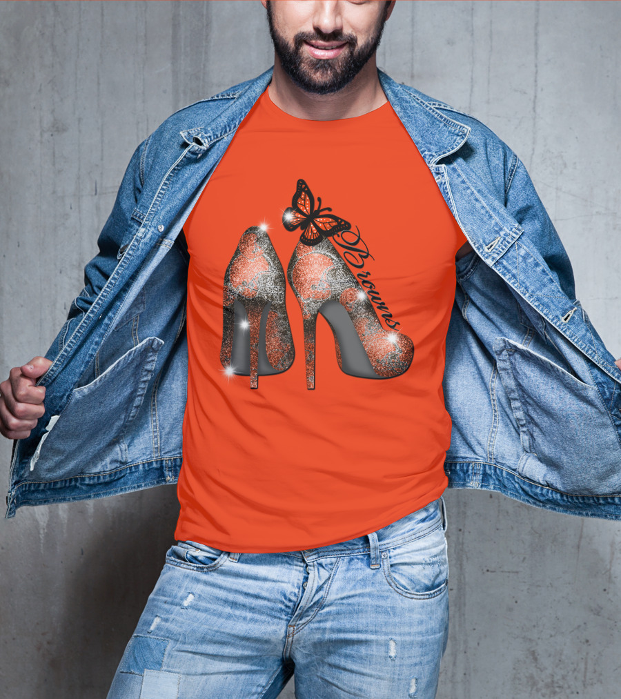 Cleveland Browns High Heels Butterfly Sparkle T-Shirt