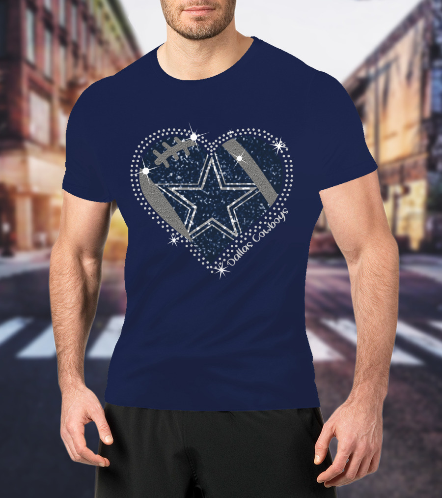 Dallas Cowboys Star Heart Football T-Shirt