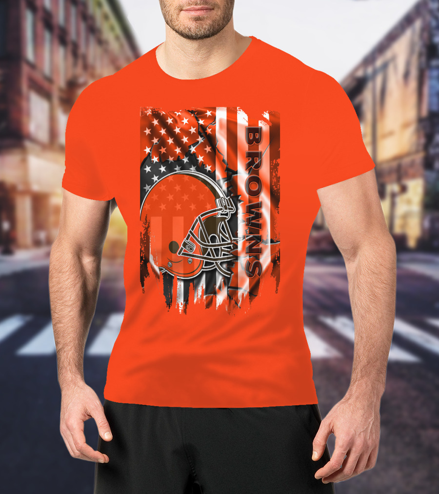 Browns American Flag Helmet T-Shirt