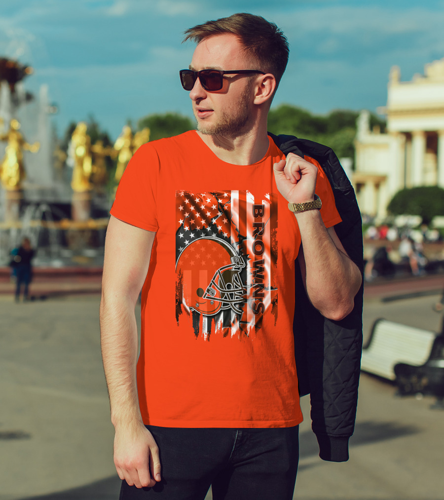 Browns American Flag Helmet T-Shirt