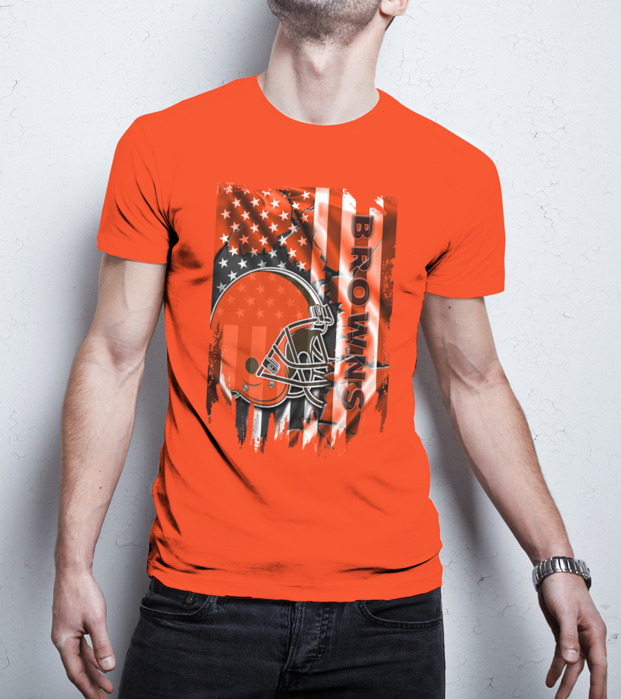 Browns American Flag Helmet T-Shirt