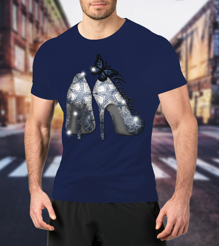 Dallas Cowboys Heels And Butterfly Sparkle Stars T-Shirt
