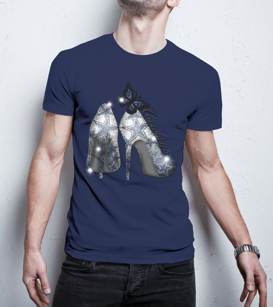Dallas Cowboys Heels And Butterfly Sparkle Stars T-Shirt