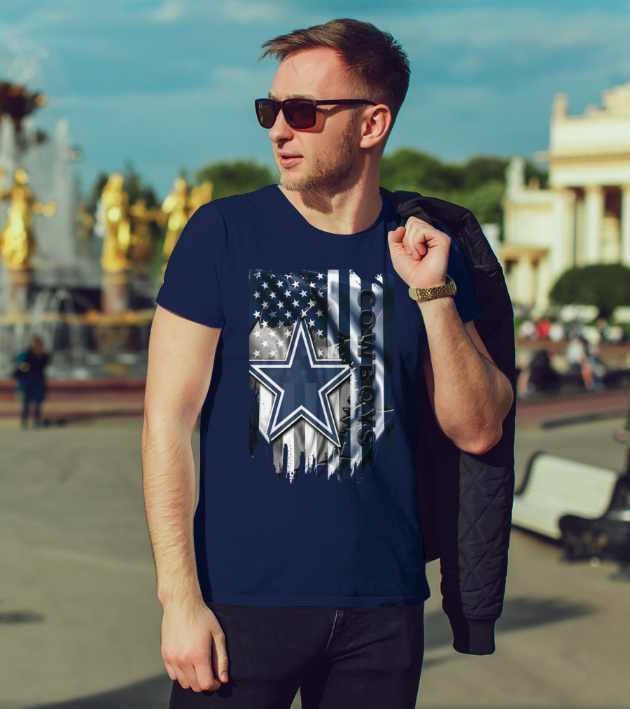 Cowboys American Flag Star Logo Navy Blue T-Shirt