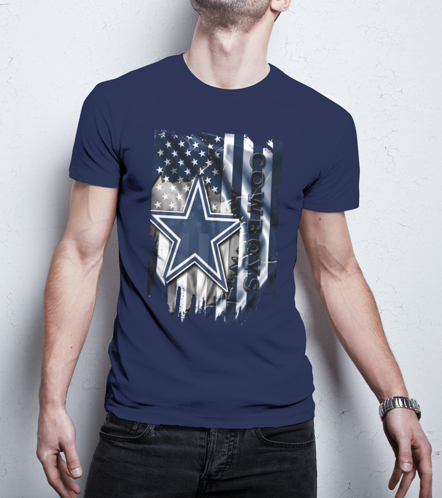 Cowboys American Flag Star Logo Navy Blue T-Shirt
