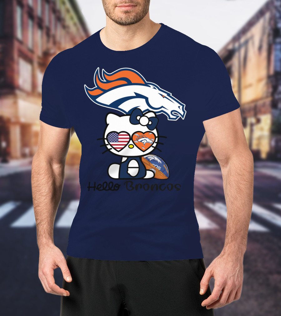 Hello Broncos Denver Broncos Football Hello Kitty T-Shirt