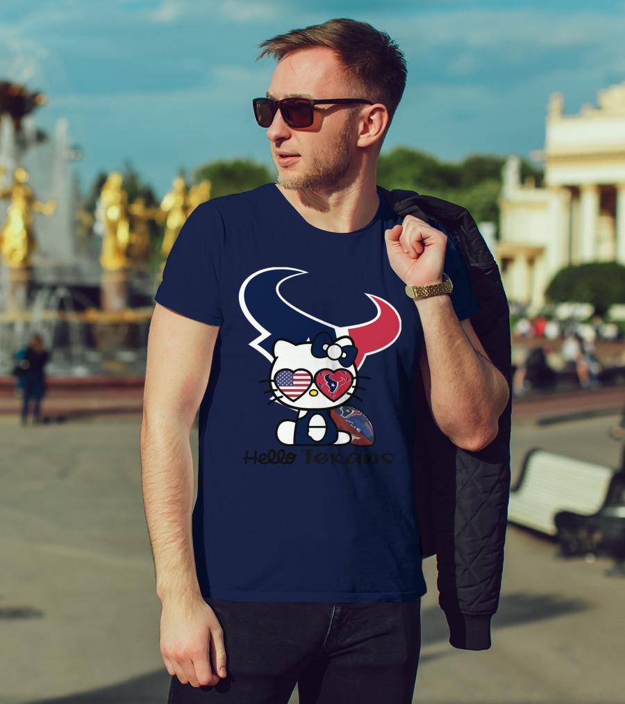 Hello Texans Houston Texans American Flag Football T-Shirt