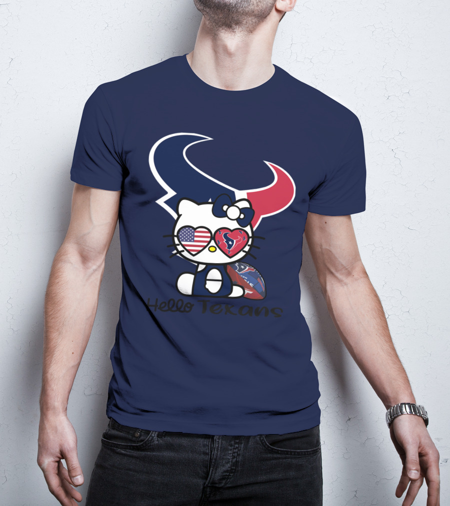 Hello Texans Houston Texans American Flag Football T-Shirt