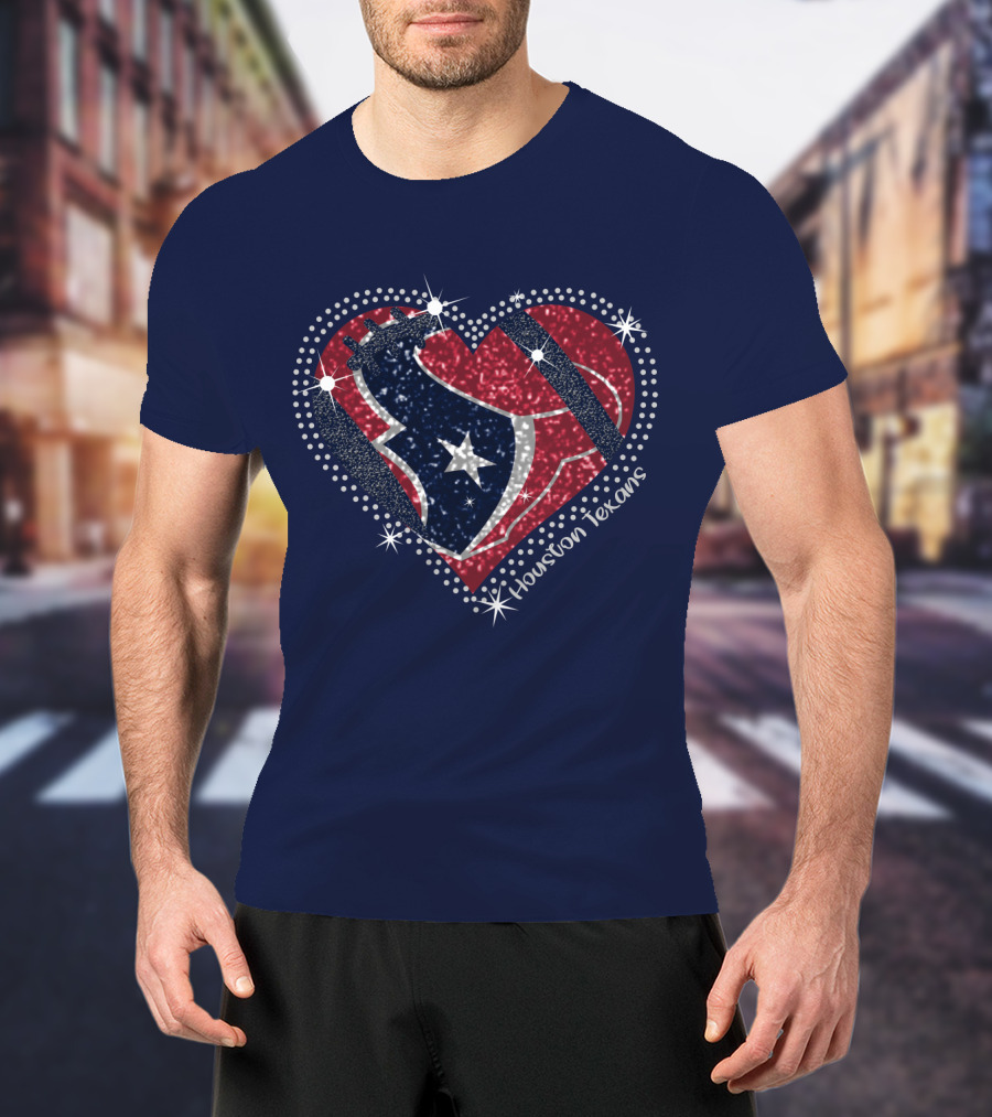 Houston Texans Heart Logo Sparkle T-Shirt