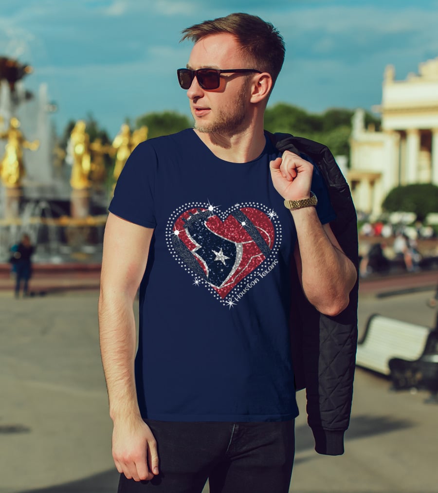 Houston Texans Heart Logo Sparkle T-Shirt