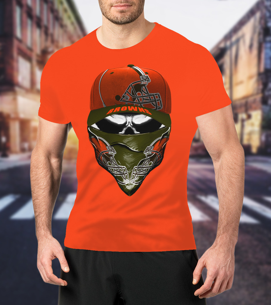 Cleveland Browns Helmet Cap And Bandana Combo T-Shirt