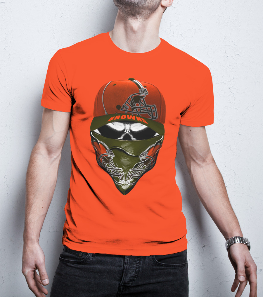 Cleveland Browns Helmet Cap And Bandana Combo T-Shirt