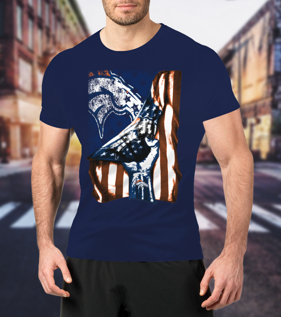 Denver Broncos American Flag Fist T-Shirt