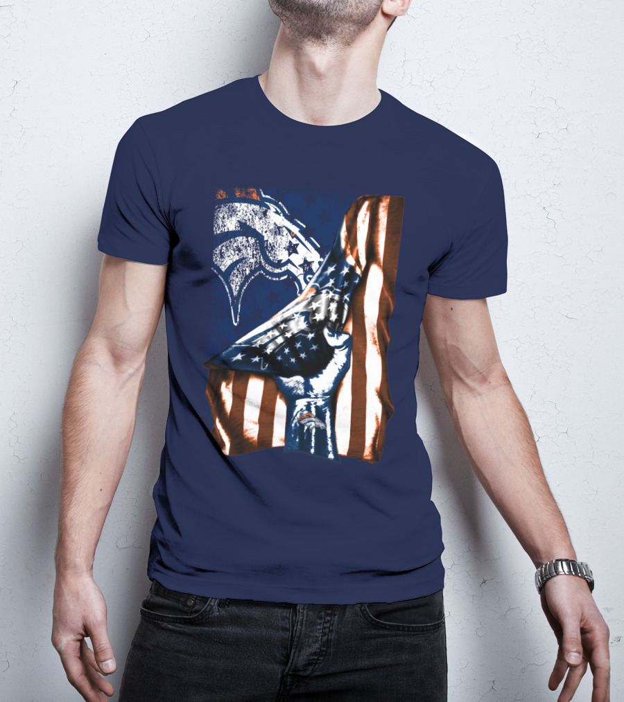 Denver Broncos American Flag Fist T-Shirt
