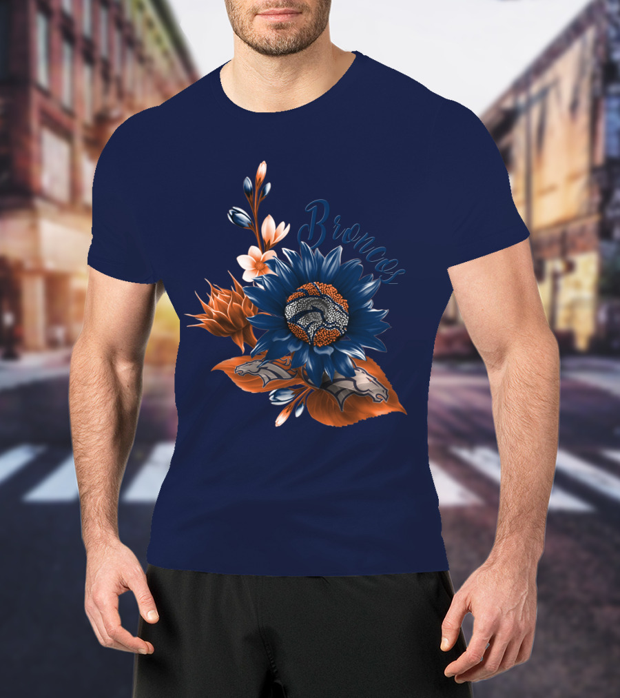 Broncos Floral Design With Team Logo Elements T-Shirt