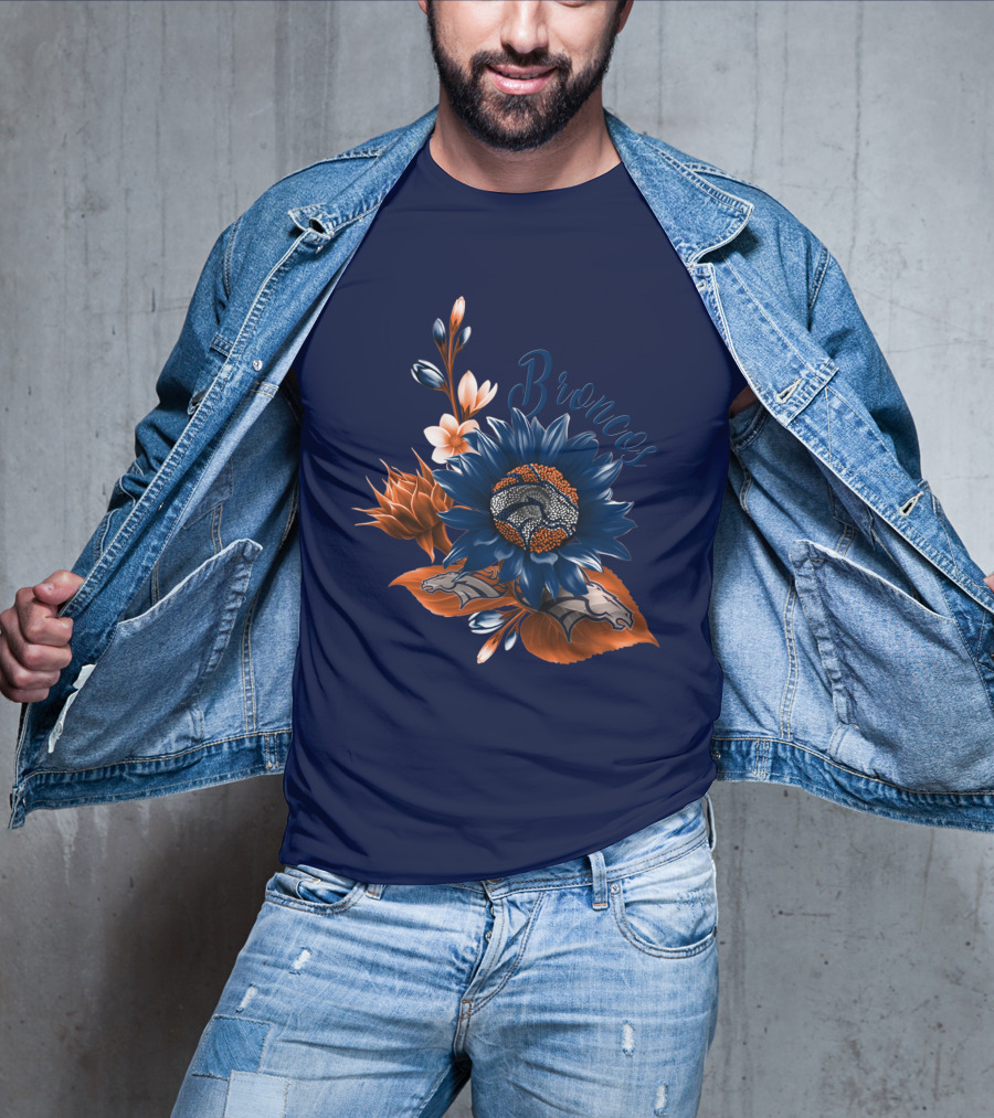 Broncos Floral Design With Team Logo Elements T-Shirt