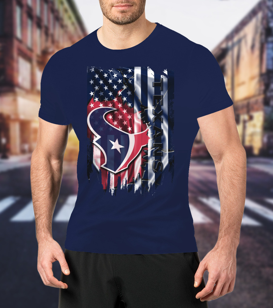 Houston Texans Usa Flag T-Shirt
