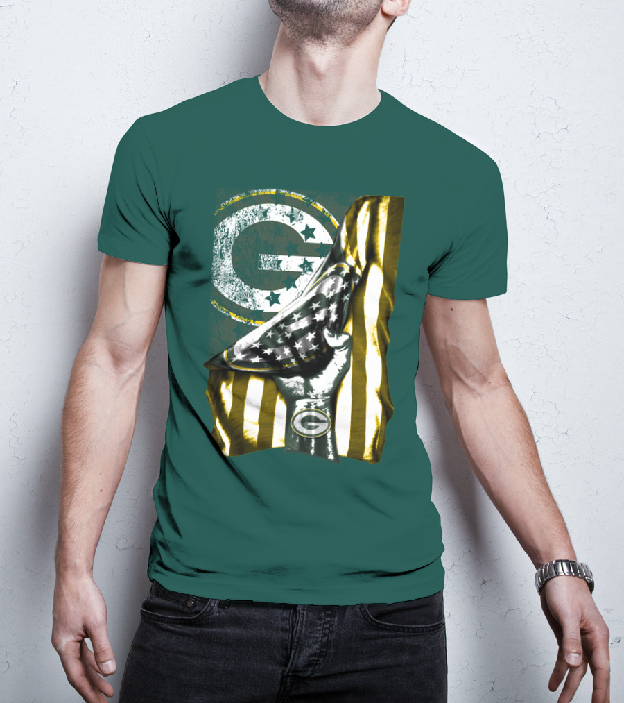 Green Bay Packers American Flag Pride T-Shirt
