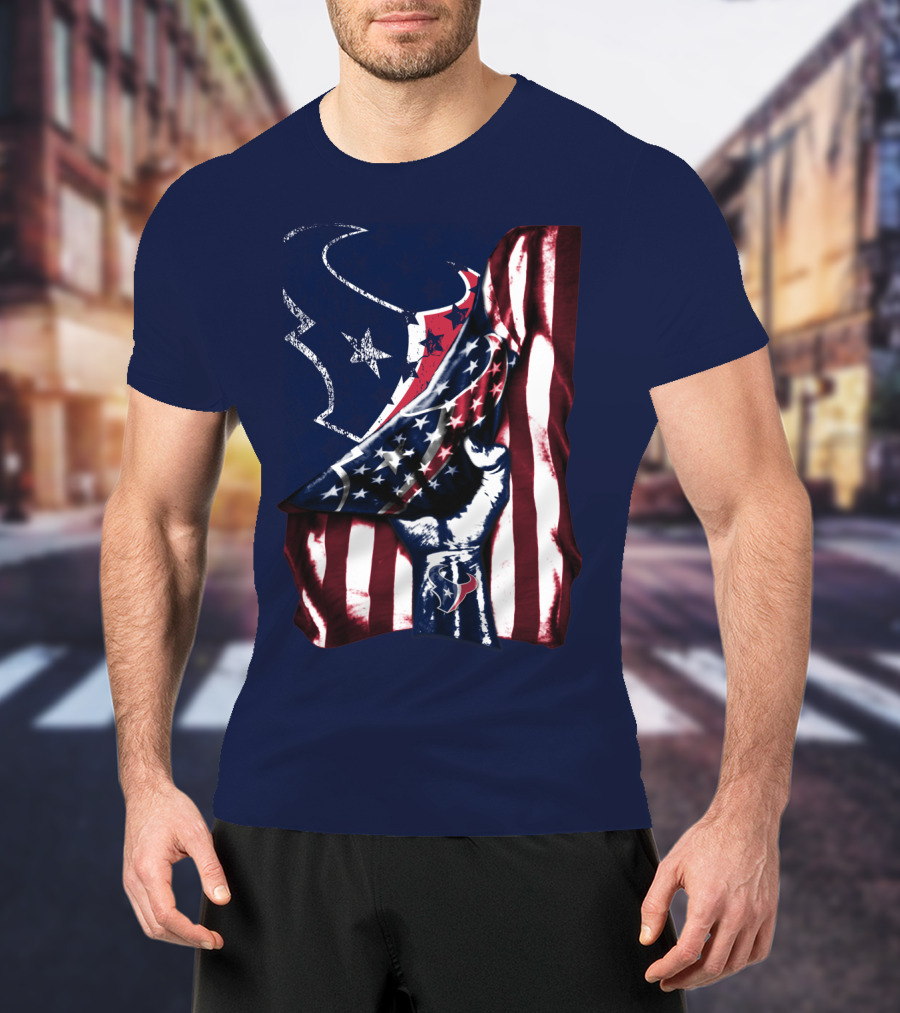 Houston Texans American Flag Fist T-Shirt