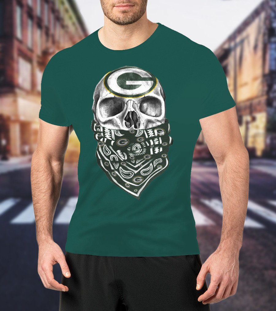 Green Bay Packers Skull Bandana Style T-Shirt