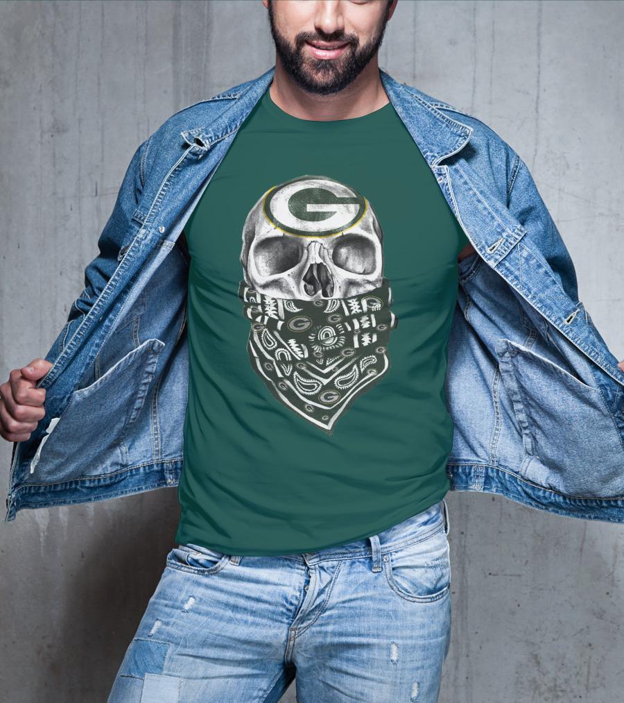 Green Bay Packers Skull Bandana Style T-Shirt