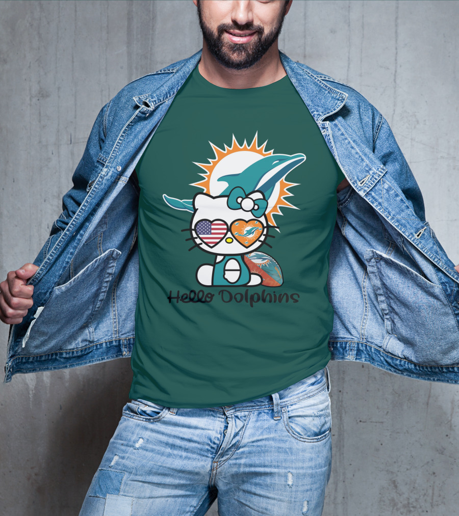 Hello Dolphins Miami Dolphins American Flag T-Shirt
