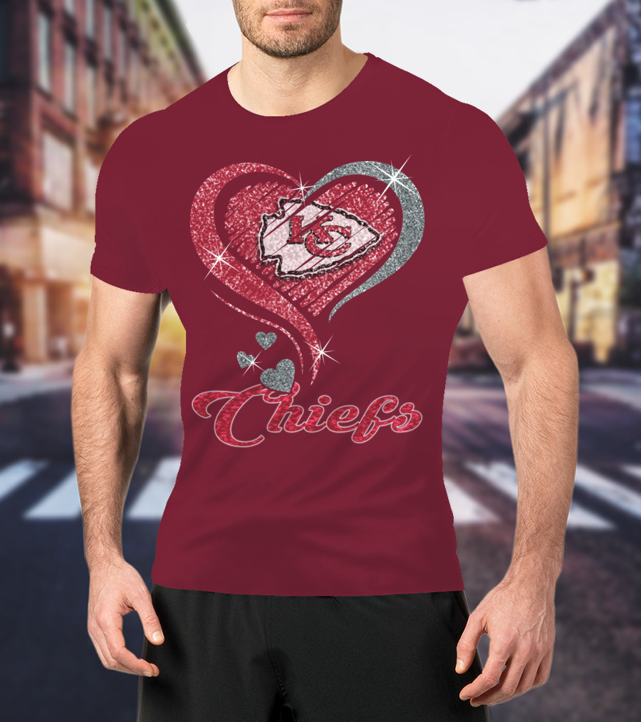 Kansas City Chiefs Heart Logo Sparkle Chiefs T-Shirt