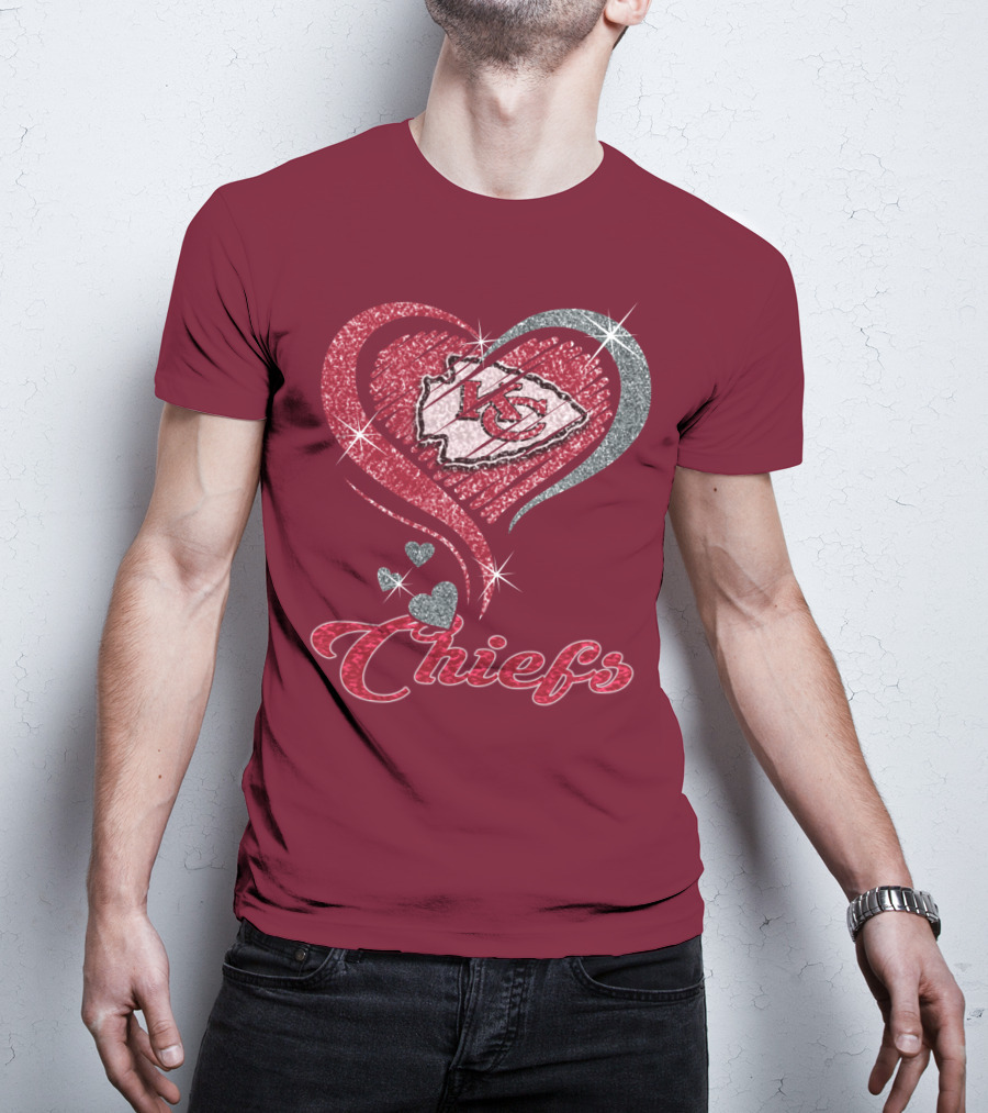 Kansas City Chiefs Heart Logo Sparkle Chiefs T-Shirt