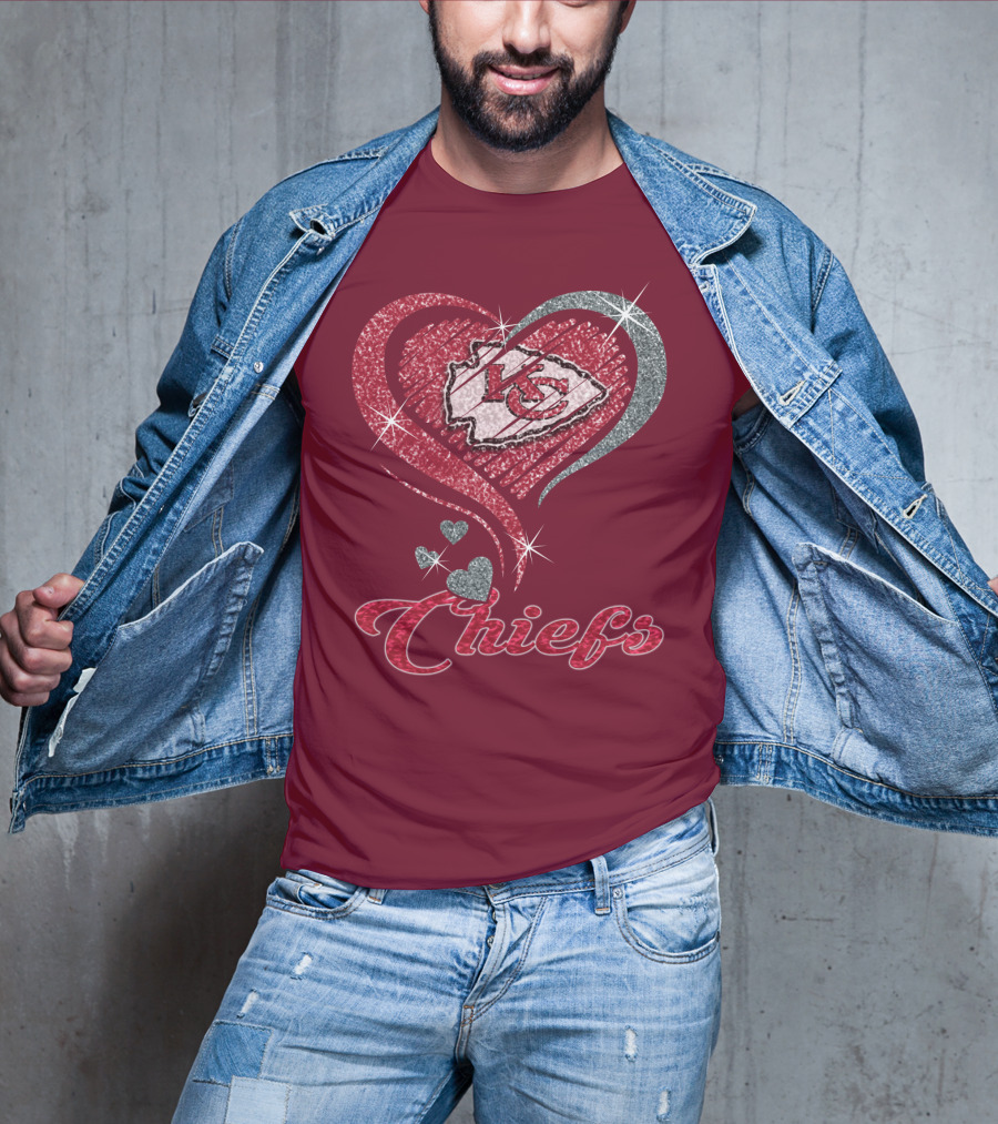 Kansas City Chiefs Heart Logo Sparkle Chiefs T-Shirt