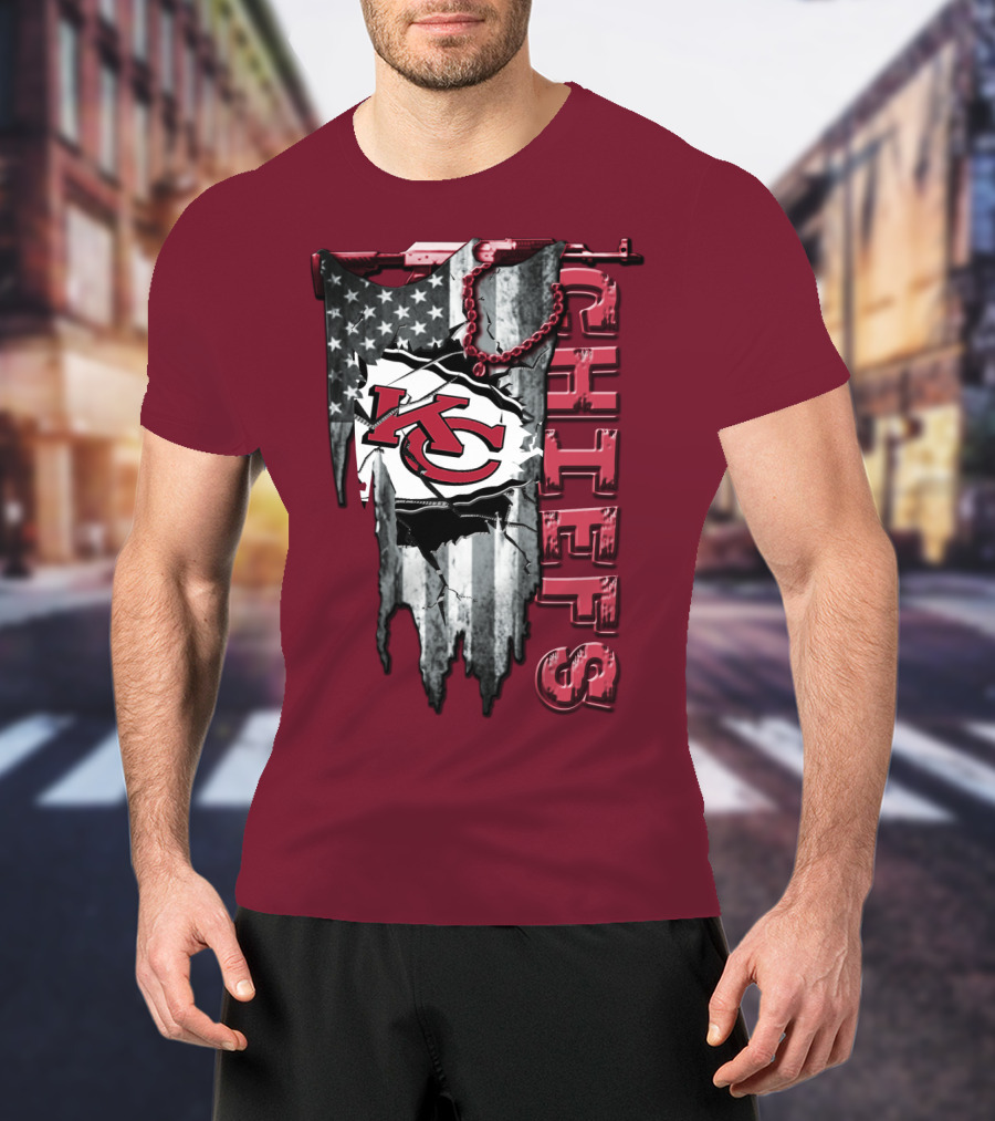 Chiefs Kc American Flag Torn T-Shirt