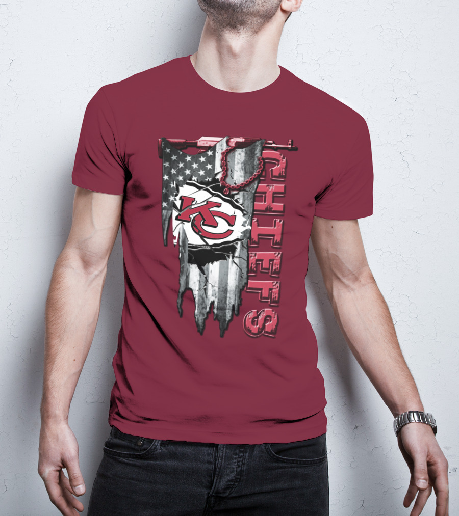 Chiefs Kc American Flag Torn T-Shirt